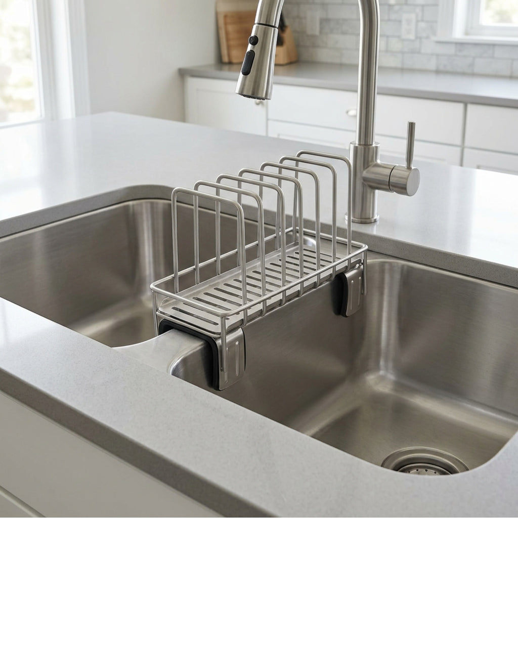 Zbwmk Divider Saddle Sink Draining Rack Steel Navy - Lifestyle view